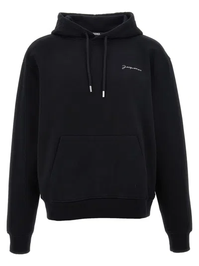 Shop Jacquemus 'le Sweatshirt Brodé' Hoodie In Black