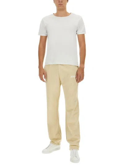 Shop Jacquemus Jogging Pants With Logo Unisex In Beige