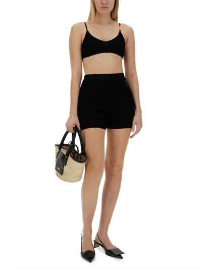 Jacquemus Viscose Blend Minimal Knitted Cyclist Shorts In Black