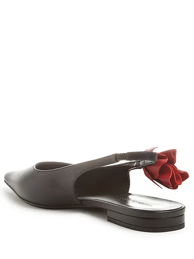 Magda Butrym Point Toe Leather Ballet Flats With Slingback Design In Black