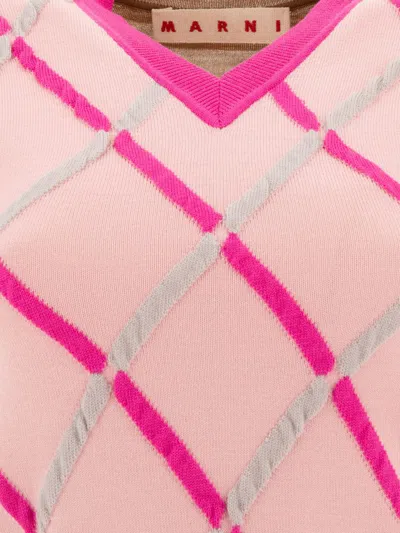 Shop Marni Waistcoat With Diamond Pattern In Pink