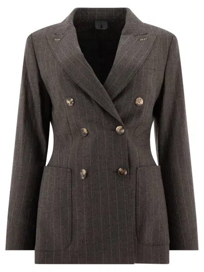 Shop Max Mara "maracas" Pinstriped Blazer In Grey