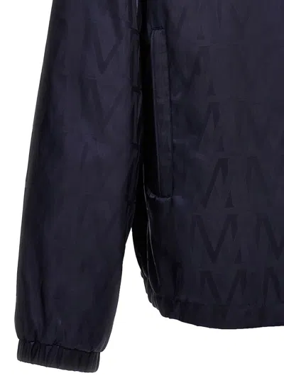 Moncler Reversible Jacket With Patterned Design And Hood In Blue