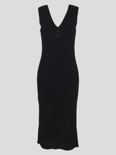 Shop Moncler Knit Dress In Black