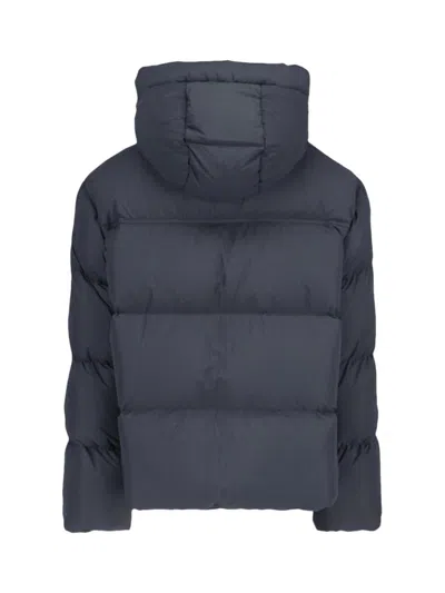 Off-white Quilted Down Jacket With Hood And Tone-on-tone Logo Patch In Black