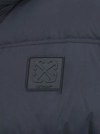 Off-white Quilted Down Jacket With Hood And Tone-on-tone Logo Patch In Black