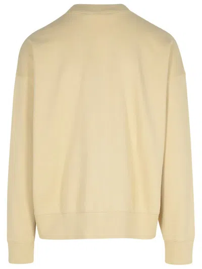 Shop Palm Angels 'statement Pencil Crew' Beige Cotton Sweatshirt