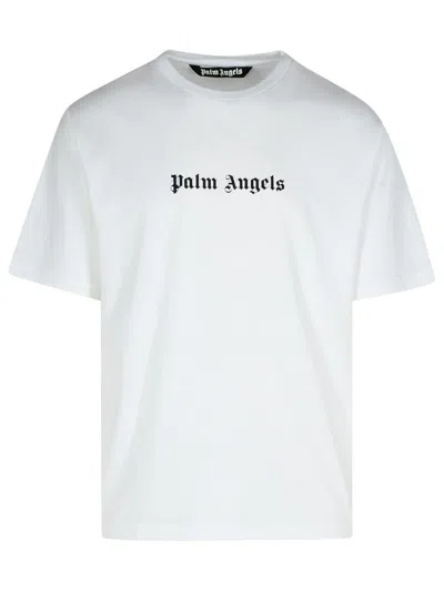 Palm Angels White Short-sleeved T-shirt With Monogram Pa Embroidery In White