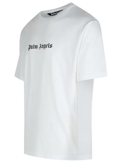 Palm Angels White Short-sleeved T-shirt With Monogram Pa Embroidery In White
