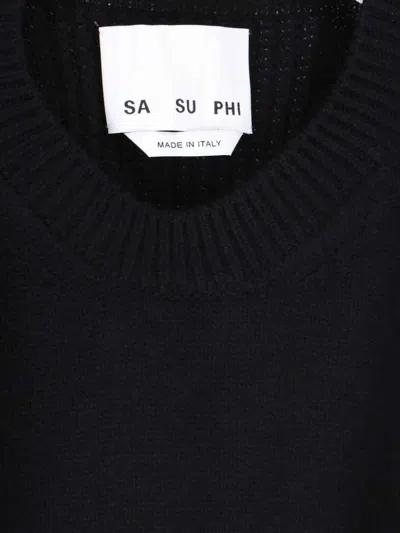 Sa Su Phi Crew Neck Pure Cashmere Sweater In Black