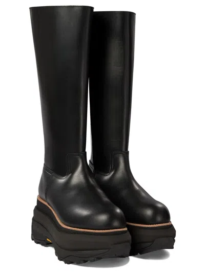 Sacai Tall Boots With Lug Sole And Platform In Black