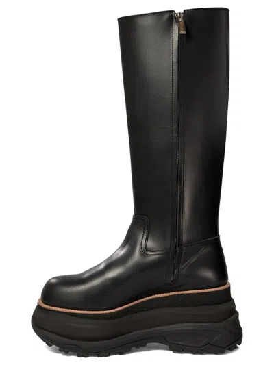 Sacai Tall Boots With Lug Sole And Platform In Black