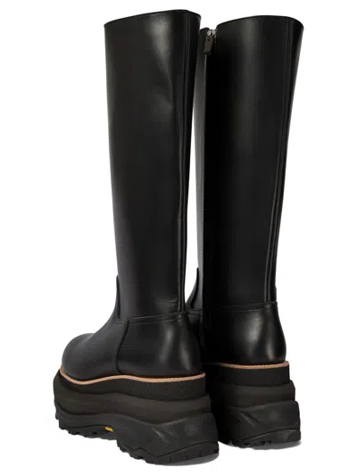 Sacai Tall Boots With Lug Sole And Platform In Black
