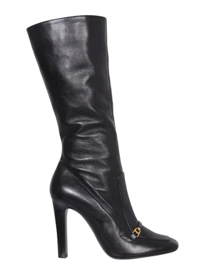 Saint Laurent 105mm Camden Leather Boots In Black