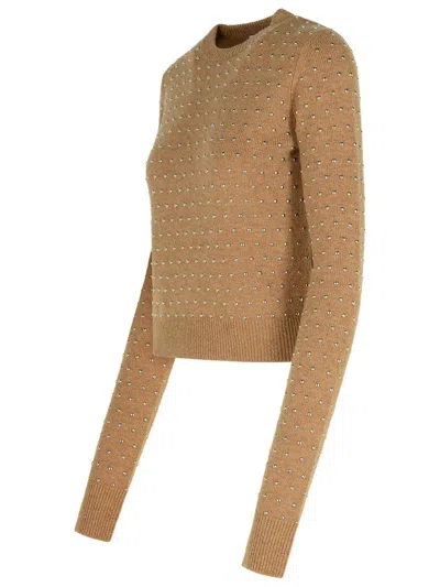 Sportmax Women Studded Wool-blend Sweater In Brown