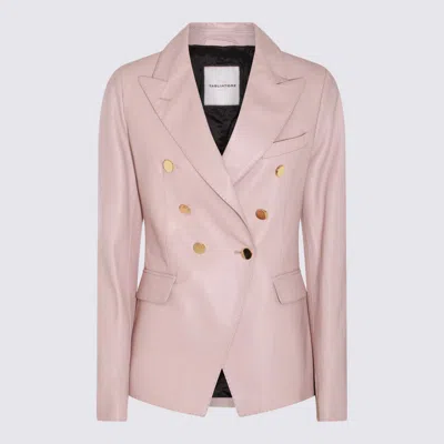 Shop Tagliatore Pink Leather Blazer