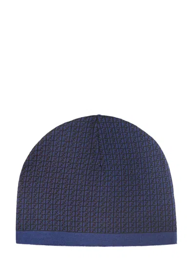 Fendi Monogram Logo Hat In Blue