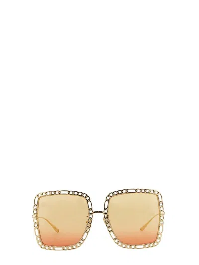 Gucci Rectangular Mini Sunglasses For Women In Gold