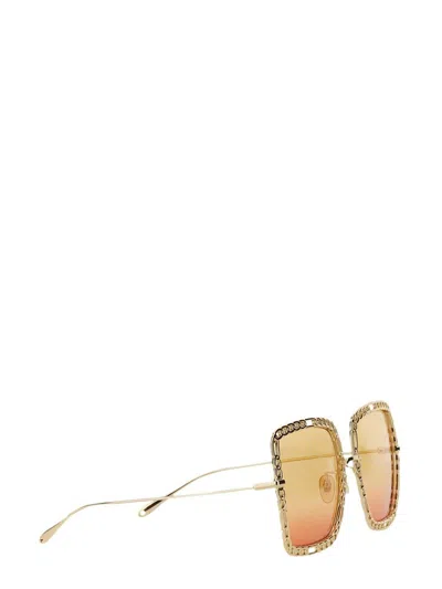 Gucci Rectangular Mini Sunglasses For Women In Gold