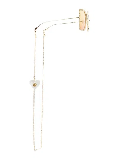 Gucci Rectangular Mini Sunglasses For Women In Gold