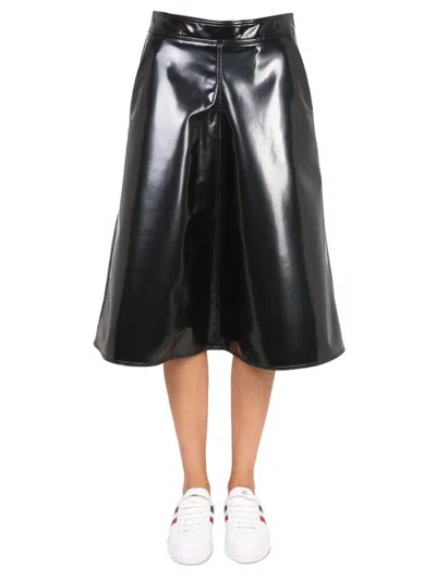 Moncler Genius 2 Moncler 1952 Faux Leather Midi Skirt In Black