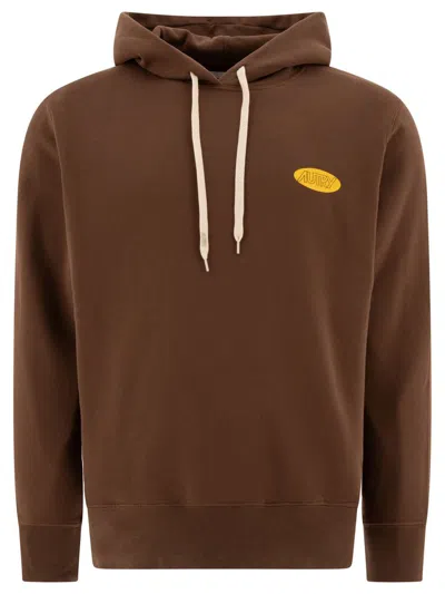 Shop Autry Hoodie Wtih Logo In Brown