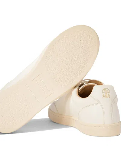 Shop Brunello Cucinelli Leather Sneakers In White