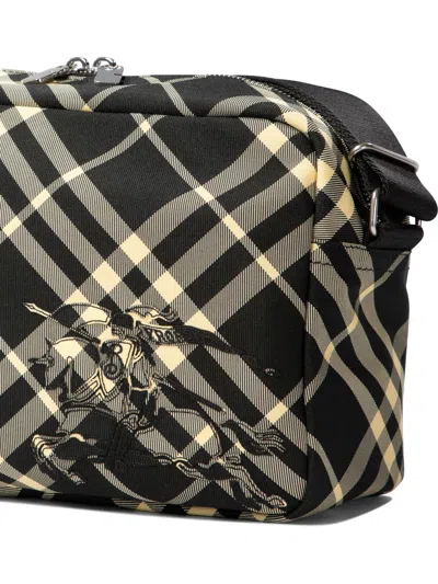 Shop Burberry "check" Crossbody Bag In Black