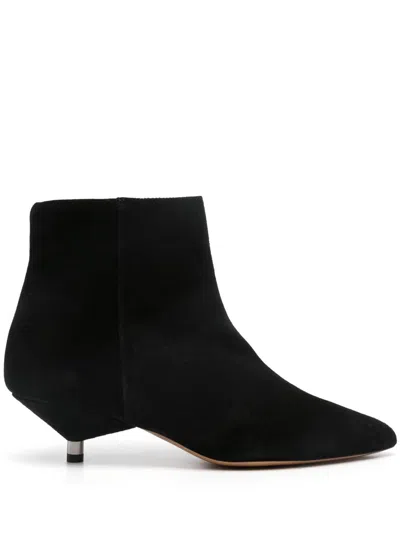 Shop Isabel Marant 45mm Suede Ankle Boots In Black