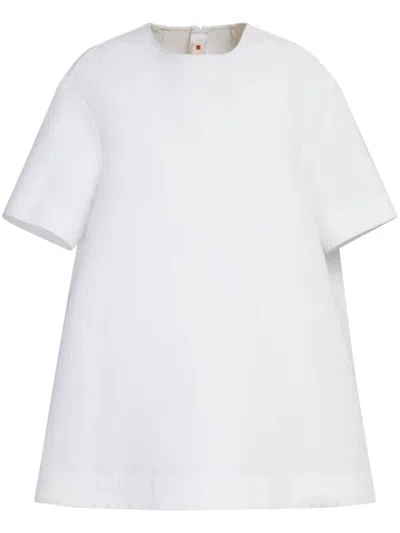 Marni Crewneck Mini T-shirt Dress In Lily White