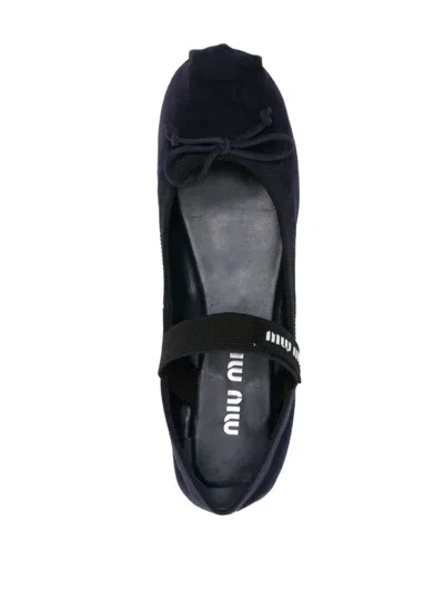 Miu Miu Satin Ballet Flats In Blue