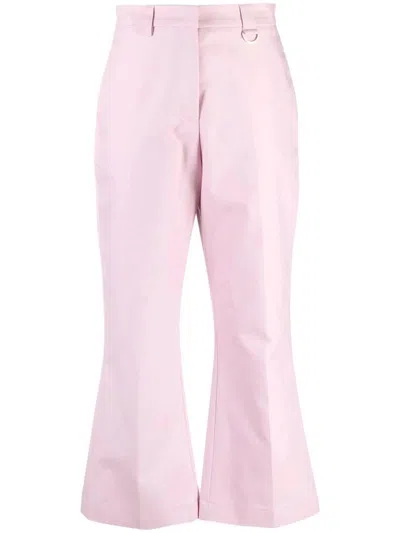 Msgm High-waist Cropped Trousers In Pink