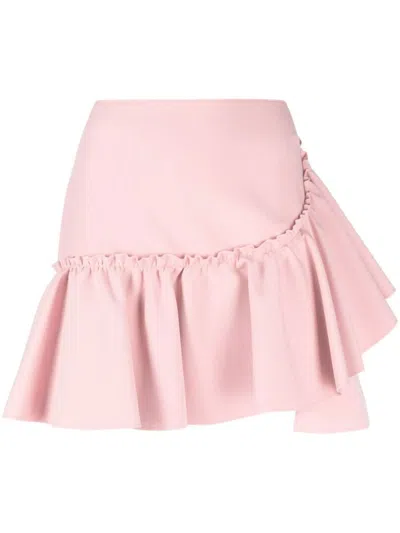 Shop Msgm Ruffled-trim High-waisted Miniskirt In Pink