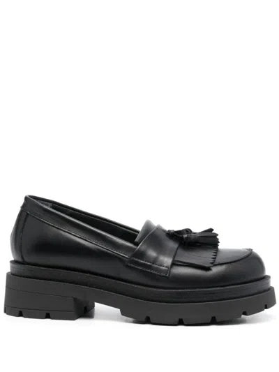 P.a.r.o.s.h Tassel Detail Leather Loafers In Black