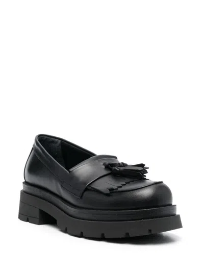 P.a.r.o.s.h Tassel Detail Leather Loafers In Black