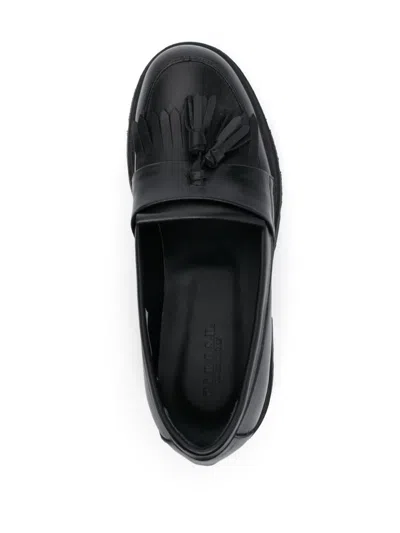 P.a.r.o.s.h Tassel Detail Leather Loafers In Black