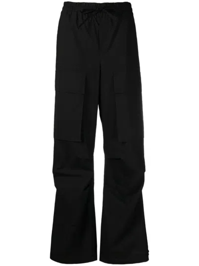 P.a.r.o.s.h Cargo Trousers Dart Detailing Drawstring Hem In Black