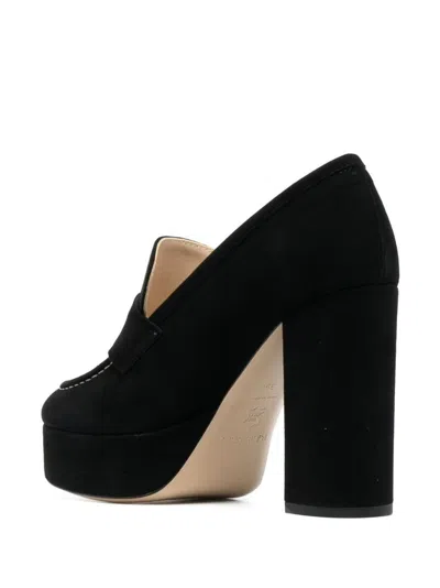 P.a.r.o.s.h . Penny-slot 115mm Suede Platform Sandals In Black
