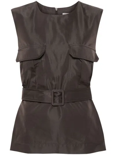 P.a.r.o.s.h Pesca Sleeveless Belted Top In Grey