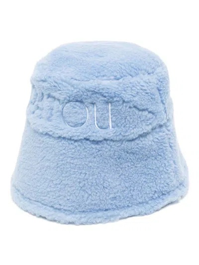 Shop Patou Logo-embroidered Fleece Bucket Hat In Blue