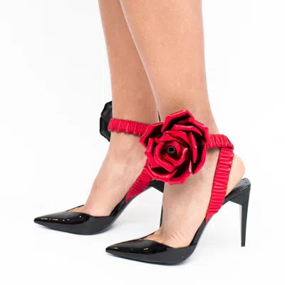 Saint Laurent Freja Flower High Heels In Black