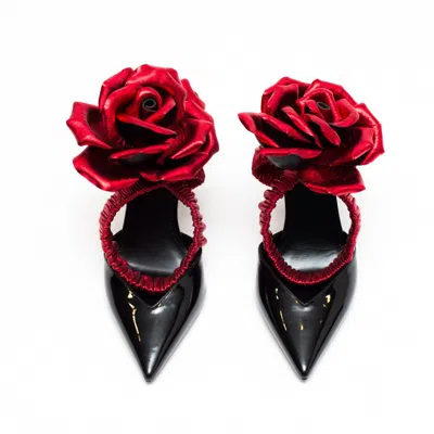 Saint Laurent Freja Flower High Heels In Black