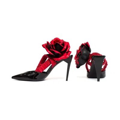 Saint Laurent Freja Flower High Heels In Black