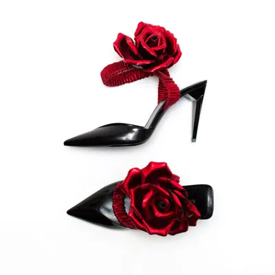 Saint Laurent Freja Flower High Heels In Black