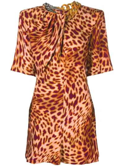 Shop Stella Mccartney Leopard-print Mini Dress Feminine In Multicolor