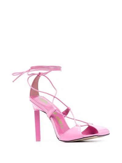Attico Adele 105 Calf Leather Sandals In Pink