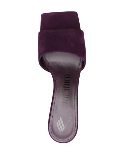 Attico Cheope 70 Suede Wedge Mules In Purple