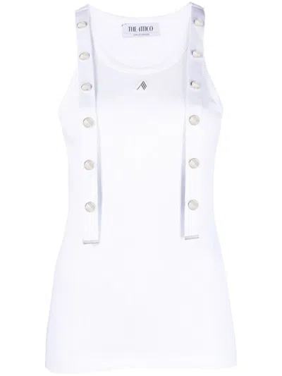 Attico Strap Detail Ribbed Tank Top In White