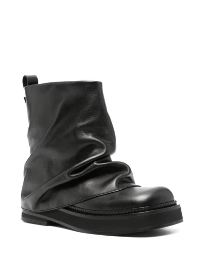 Attico 'mini Robin' Black Ankle Boots With Logo Plaque On The Rear And Pull-tab At The Heel In Black