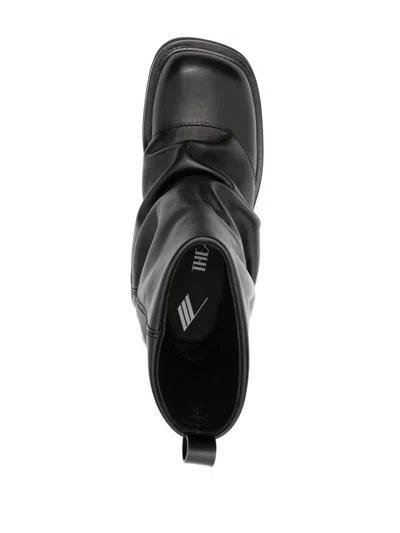 Attico 'mini Robin' Black Ankle Boots With Logo Plaque On The Rear And Pull-tab At The Heel In Black